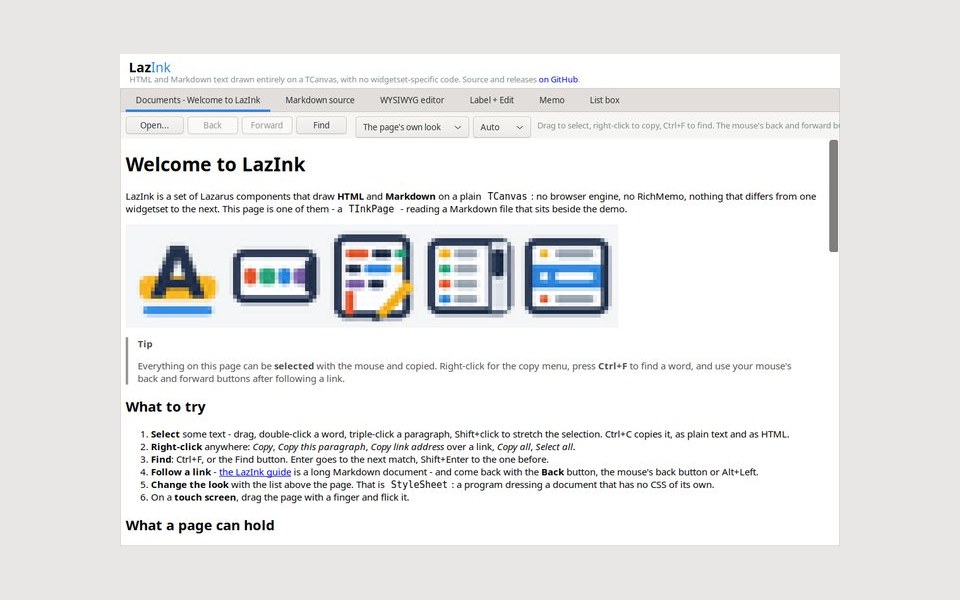 LazInk rendering a help site